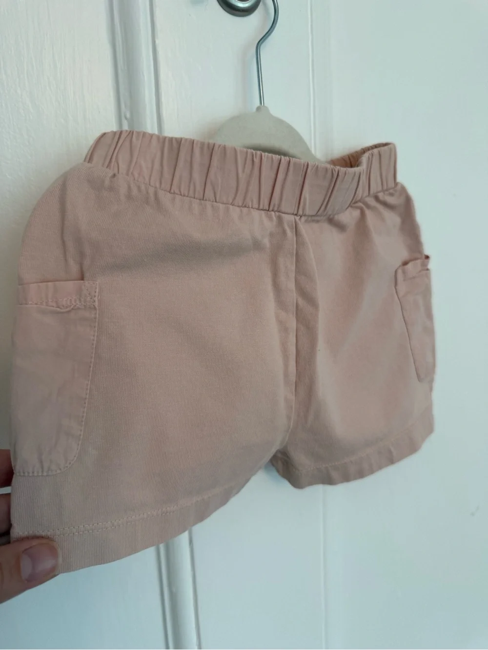 High-Rise Blush Pink Pull-On Shorts with Front Pockets